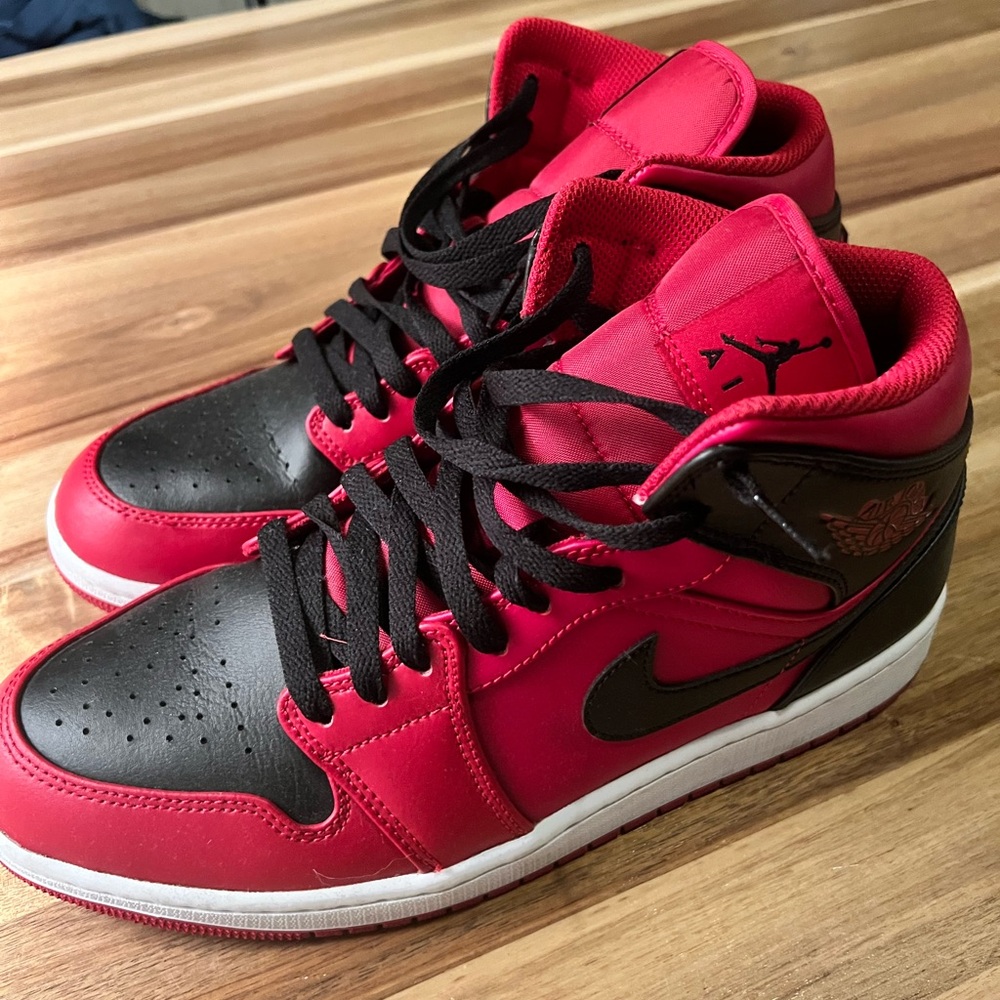 Nike Air Jordan’s 1 Mid Sneaker Red and Black